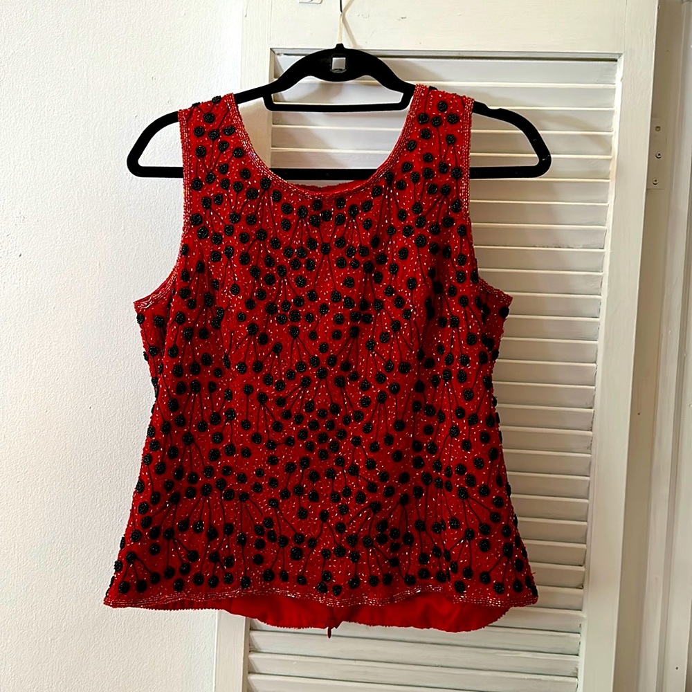 Vintage red sequin tank top
